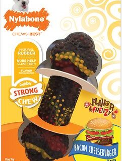 Nylabone RubberChew Flavor Frenzy Bacon Cheeseburger Flavored Dog Chew Toy, Regular