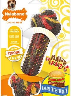 Nylabone RubberChew Flavor Frenzy Bacon Cheeseburger Flavored Dog Chew Toy, Wolf