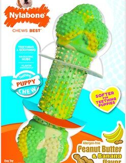 Nylabone Puppy Chew Double Action Peanut Butter & Banana Flavored Puppy Chew Toy, Wolf