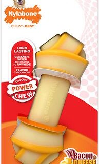 Nylabone Power Chew Rawhide Knot Chew Bone Bacon & Cheese Flavored Dog Chew Toy, Giant