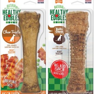 Nylabone Healthy Edibles Bacon & Bully Stick Flavor Dog Chew Treats, 2 count