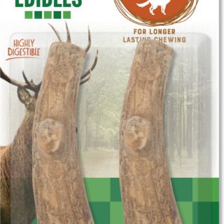 Nylabone Healthy Edibles Venison Flavored Antler Wolf Dog Treats, 2 count, 80g