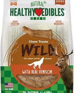 Nylabone Healthy Edibles Venison Flavored Antler Wolf Dog Treats, 10 count 180g