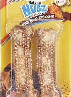 Nylabone Edibles Natural Nubz Chicken Flavor Dog Chew, Large, 2 count