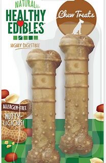 Nylabone Healthy Edibles Peanut Butter Flavor Pack Dog Chews, Petite, 2 pack