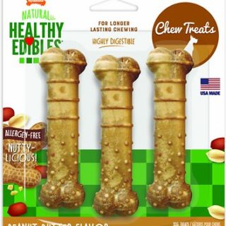 Nylabone Healthy Edibles Peanut Butter Flavor Pack Dog Chews, Regular, 3 pack