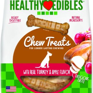 Nylabone Natural Healthy Edibles Turkey & Apple X-Small Dog Bone Treats, 12 count, 228g