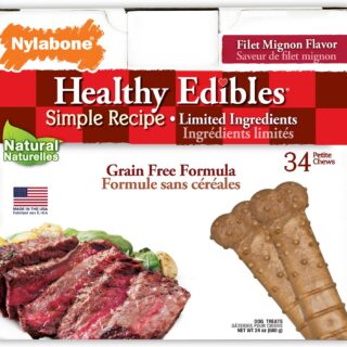 Nylabone Healthy Edibles Filet Mignon Flavored Dog Treats, Petite, 34 count, 680g