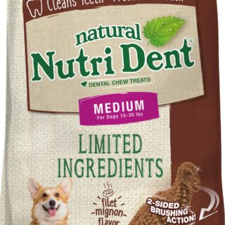 Nylabone Nutri Dent Limited Ingredients Filet Mignon Natural Medium T-Rex Dental Dog Treats, 16 count, 440g