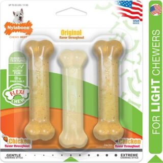 Nylabone FlexiChew Triple Pack Chicken & Original Flavored Dog Chew Toy, Small