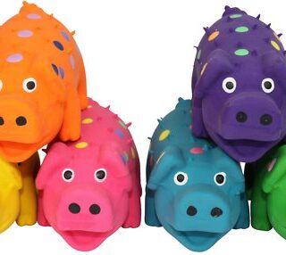 Multipet Latex Polka Dot Globlet Pig Squeaky Dog Toy, Color Varies, 4-in