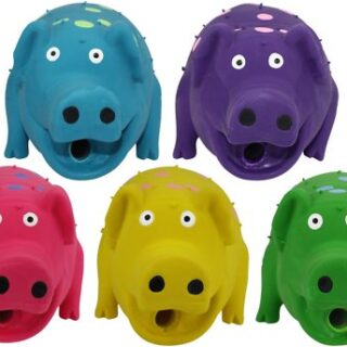 Multipet Latex Polka Dot Globlet Squeaky Pig Dog Toy, Color Varies, 9-in