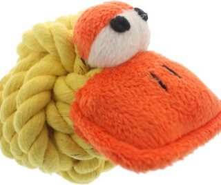 Multipet Rope Head Squeaky Ball Dog Toy, Duck