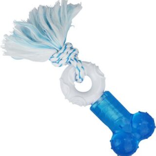 Multipet Canine Clean Mint Bone Rope Tough Dog Chew Toy, Blue