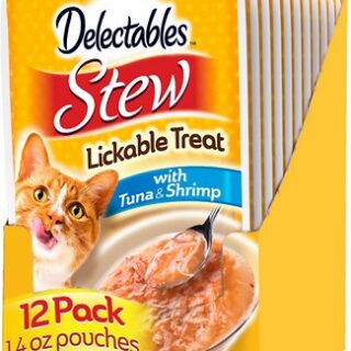 Hartz Delectables Stew Tuna and Shrimp Lickable Cat Treat, Case of 12, Bundle of 2, 39g