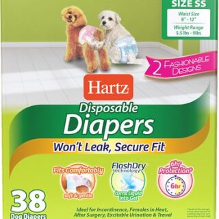 Hartz Disposable Male and Female Dog Diapers, SS: 8 to 12-in waist, 38 count