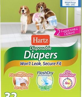 Hartz Disposable Male and Female Dog Diapers, Medium: 15 to 22-in waist, 32 count