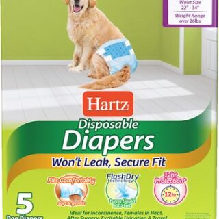 Hartz Disposable Male and Female Dog Diapers, Large: 22 to 34-in waist, 5 count