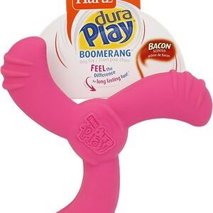 Hartz Dura Play Boomerang Bacon Scented Squeaky Latex Dog Toy, Color Varies