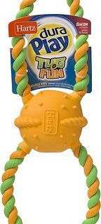 Hartz Dura Play Tug of Fun Double Ring Squeaky Latex Dog Toy