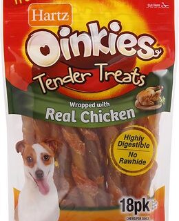 Hartz Oinkies Tender Treats with Chicken Dog Treats, 18 count